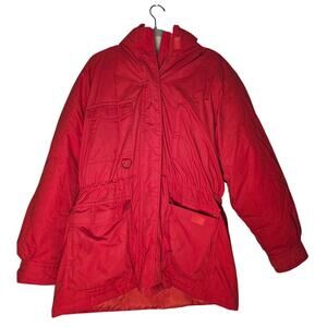Vintage Eddie Bauer Winter Coat Womens Large Red Goose Down SnowLine Sled Puffer